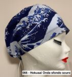 Cuffia chirurgica  Hokusai onda sfondo scuro n10